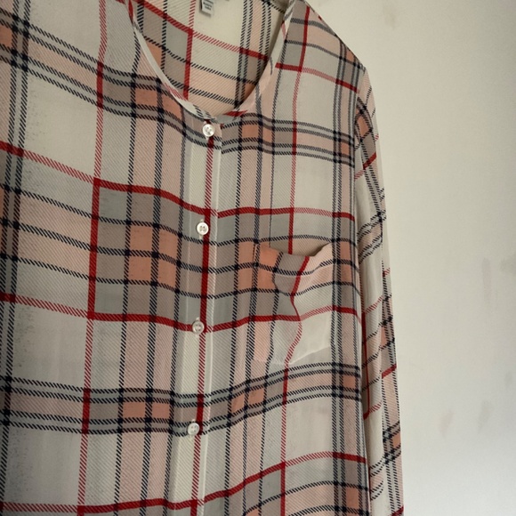Joie Plaid Silk Blouse Size M - Picture 3 of 5